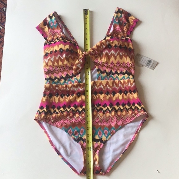 Boden Multicolored Ikat Cutout Cap Sleeve Tie Front Swim Size 10 NWT - Picture 12 of 13